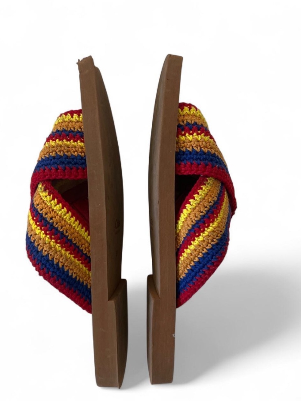 Chloé Blue/Yellow/Red Stitched Sandals. - Picture 6 of 8